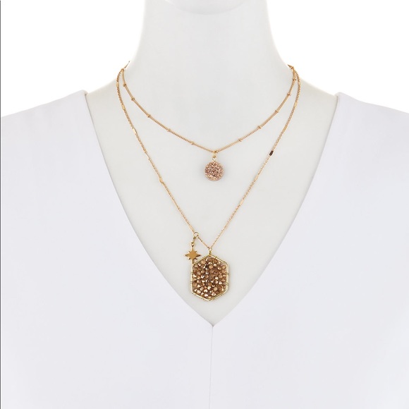 PANACEA Crystal Druzy 2-Row Necklace - Picture 2 of 2